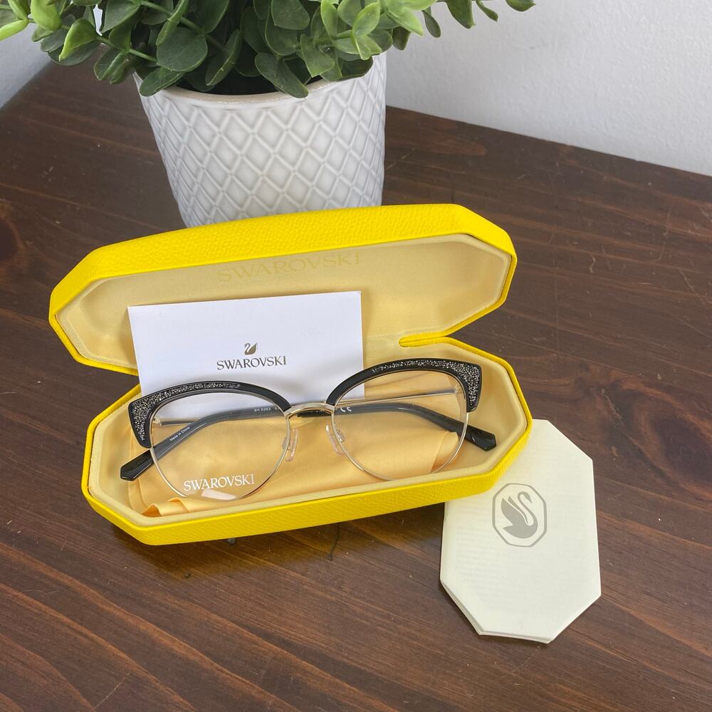 Swarovski SK 5363 032 Gold & Black Cat Eye Metal Eyeglasses Frame 53-17-145 RX